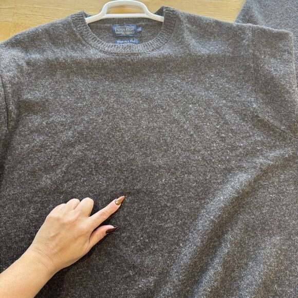 Pendleton Sweater Mens XXL Washable Shetland Wool Crewneck Pullover Brown FLAWED - Picture 7 of 13